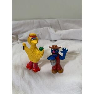 Vintage Sesame Street Figures Lot Of 2 Big Bird Grover Farmer JHP Tara Toys